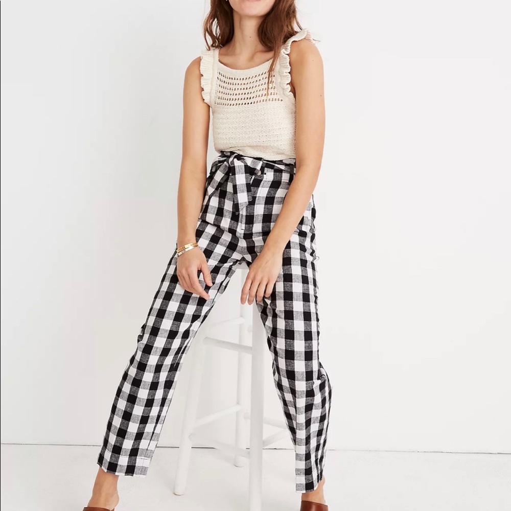 Madewell gingham paper bag pants